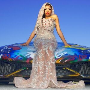 Glamorous Beaded Evening Dress